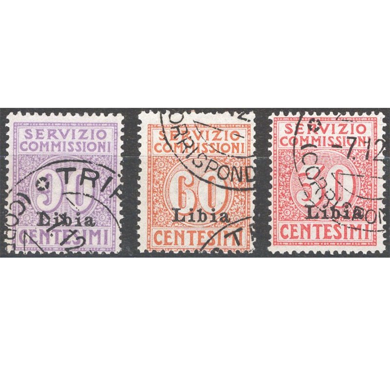 Libia - 1915 - Servizio commissioni serie n° 1/3. Cert.: IC. Cat. € 1.200 (U)
