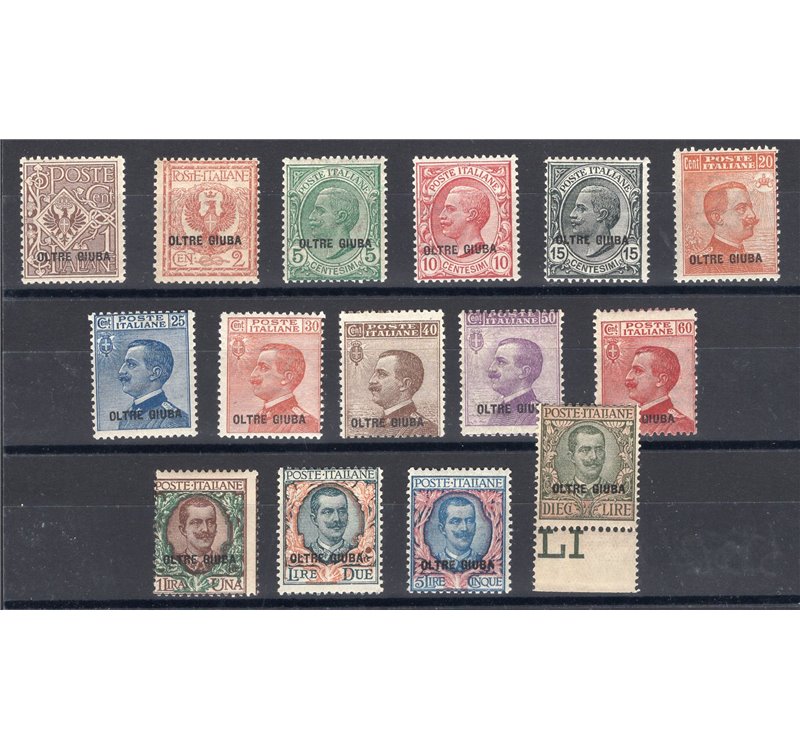 Oltre Giuba - 1925 - Soprast., serie n° 1/15. Cert.: Biondi. Cat. € 2.000 (**)