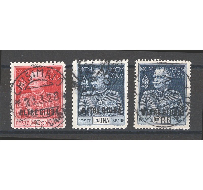 Oltre Giuba - 1925/26 - Giubileo la serie nelle dent. più comuni, serie n° 18/19 + 23. Cat. € 160 (U)