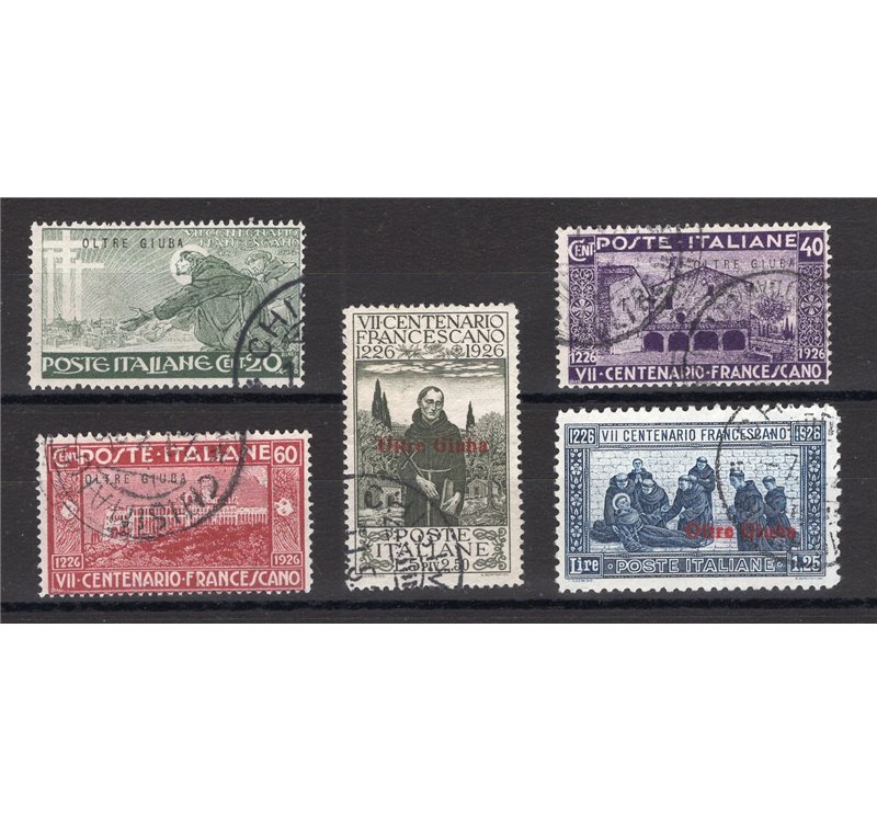 Oltre Giuba - 1926 - San Francesco, serie n° 24/28. Cert.: IC. Cat. € 550 (U)