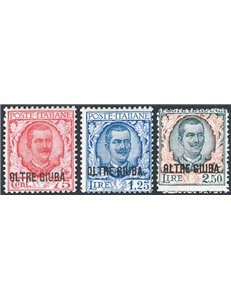 Oltre Giuba - 1926 - Floreale soprast., serie n° 42/44. Cert.: IC. Cat. € 1.250 (**)