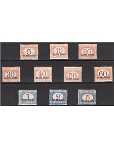 Oltre Giuba - 1925 - Segnatasse soprast., serie n° 1/10. Cert.: IC. Cat. € 2.800 (**)
