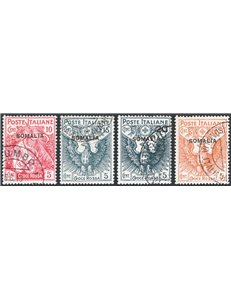 Somalia - 1916 - Croce Rossa, serie n° 19/22. Cert.: IC. Cat. € 320 (U)