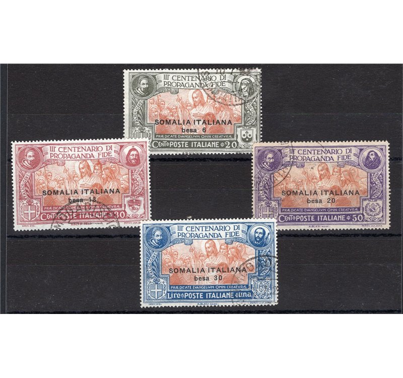 Somalia - 1923 - Propaganda Fide, serie n° 45/48 con annulli non garantiti in quanto poco leggibili. Cat. € 350 (U)