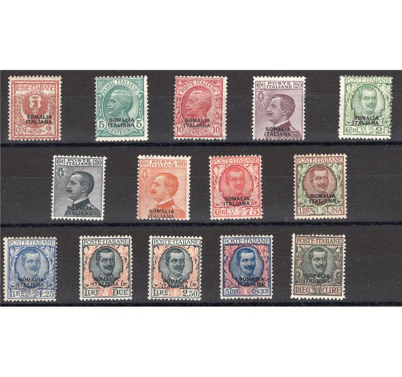 Somalia - 1926/30 - Vittorio Emanuele, serie n° 92/104. Cert.: IC. Cat. € 1.200 (*)