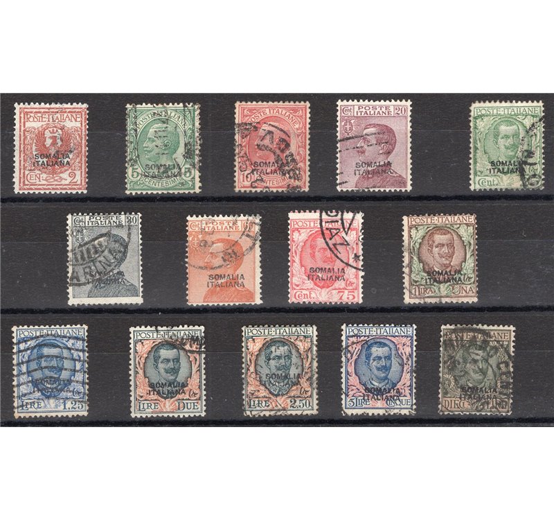 Somalia - 1926/30 - Vittorio Emanuele, serie n° 92/104. Cert.: Biondi. Cat. € 550 (U)