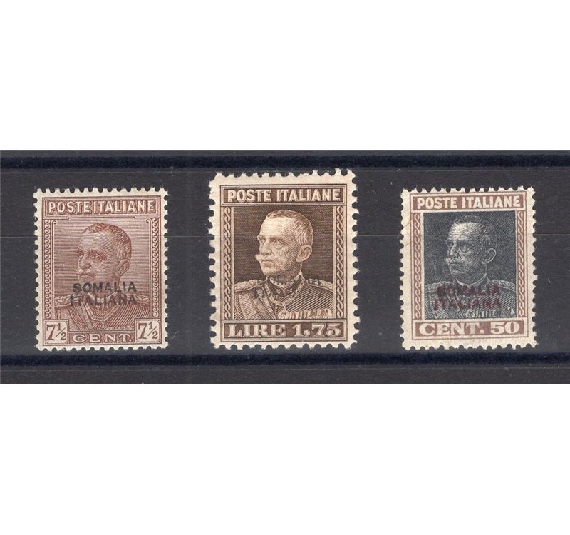 Somalia - 1928 - Vittorio Emanuele con soprast. del 2° tipo, serie n° 116/18 con ottima centratura. Cert.: Biondi. Cat. € 1.600 