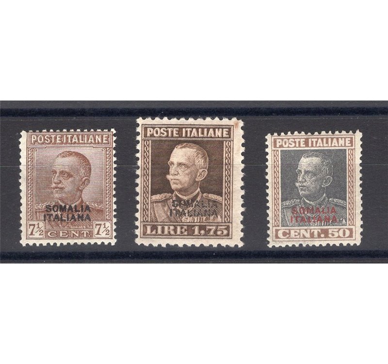 Somalia - 1928 - Vittorio Emanuele con soprast. del 2° tipo, serie n° 116/18. Cert.: Biondi. Cat. € 320 (*)