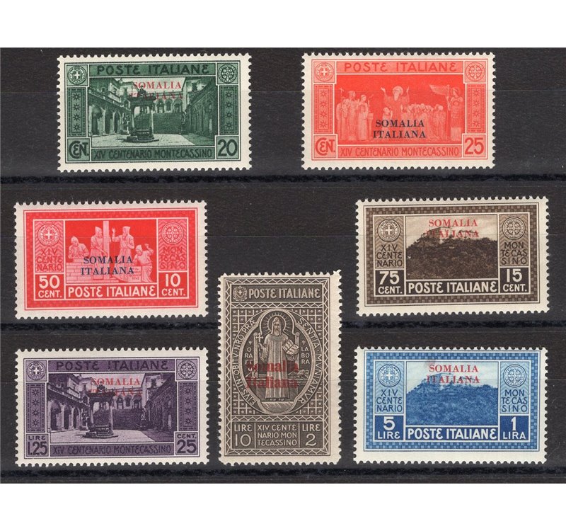 Somalia - 1929 - Montecassino, serie n° 123/29. Cert.: IC. Cat. € 300 (**)