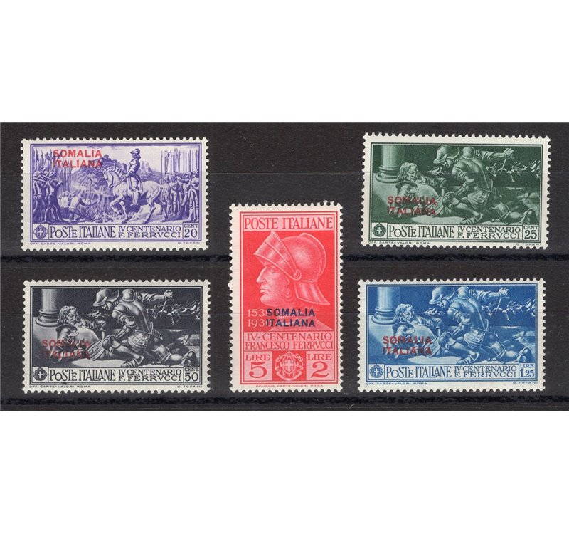Somalia - 1930 - Ferrucci, serie n° 133/37. Cert.: IC. Cat. € 250 (**)