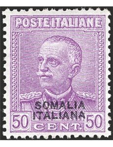 Somalia - 1930 - Parmeggiani tipo Giubileo 50 c. lilla con soprast. del 2° tipo, n° 139 con ottima centratura. Cert.: IC. Cat. €