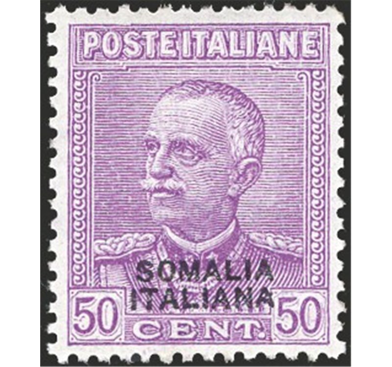 Somalia - 1930 - Parmeggiani tipo Giubileo 50 c. lilla con soprast. del 2° tipo, n° 139 con ottima centratura. Cert.: IC. Cat. €