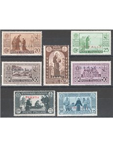 Somalia - 1931 - S. Antonio, serie n° 158/64. Cat. € 100 (**)