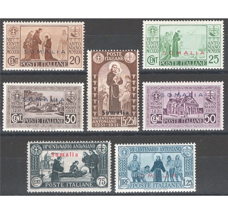 Somalia - 1931 - S. Antonio, serie n° 158/64. Cat. € 100 (**)
