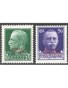 Somalia - 1931 - Imperiale 25 c. e 50 c. con soprast. rossa. serie n° 165/66. Cat. € 120 (**)