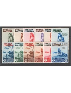 Somalia - 1934 - Mostra d'Arte Coloniale, serie n° 193/98 + P.A. 1/6. Cat. € 132 (*)