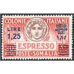 Somalia - 1937 - Espressi Italia Turrita 1,25 su 30 b. rosso bruno dent. 14, n° 8. Cert.: IC. Cat. € 2.000 (**)