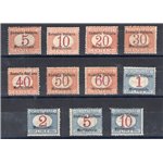 Somalia - 1906 - Segnatasse soprast., serie n° 1/11. Firm.: Bolaffi. Cert.: Biondi. Cat. € 18.000 (**)