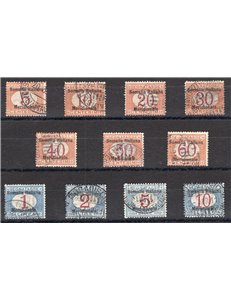 Somalia - 1906 - Segnatasse soprast., serie n° 1/11. Varie firme. Cert.: IC. Cat. € 4.500 (U)