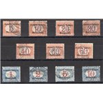 Somalia - 1906 - Segnatasse soprast., serie n° 1/11. Varie firme. Cert.: IC. Cat. € 4.500 (U)