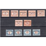 Somalia - 1909 - Segnatasse con soprast. in alto, serie n° 12/22. Cert.: Biondi. Cat. € 1.750 (*)