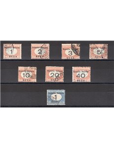 Somalia - 1923 - Segnatasse soprast., serie n° 33/40. Cat. € 275 (U)
