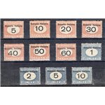 Somalia - 1926 - Segnatasse con soprast. in alto, serie n° 41/51. Cert.: IC. Cat. € 1.250 (*)
