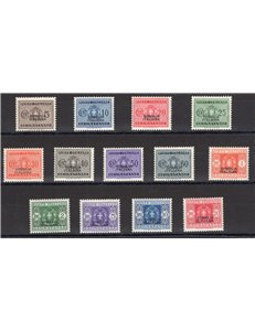Somalia - 1934 - Segnatasse con soprast., serie n° 52/64. Cert.: IC. Cat. € 540 (*)