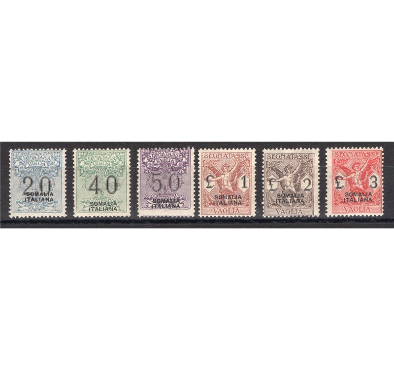 Somalia - 1926 - Segnatasse vaglia con soprast. del 2° tipo, serie n° 7/12. Firm.: Caffaz. Cert.: IC. Cat. € 750 (**)
