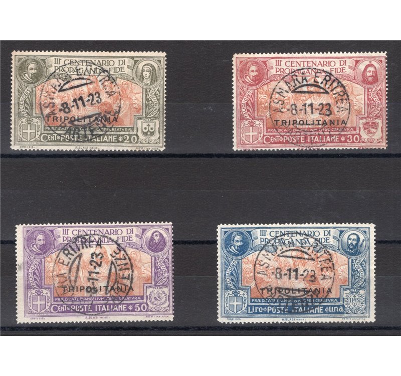 Tripolitania - 1923 - Propaganda Fide, serie n° 1/4. Cert.: IC. Cat. € 400 (U)