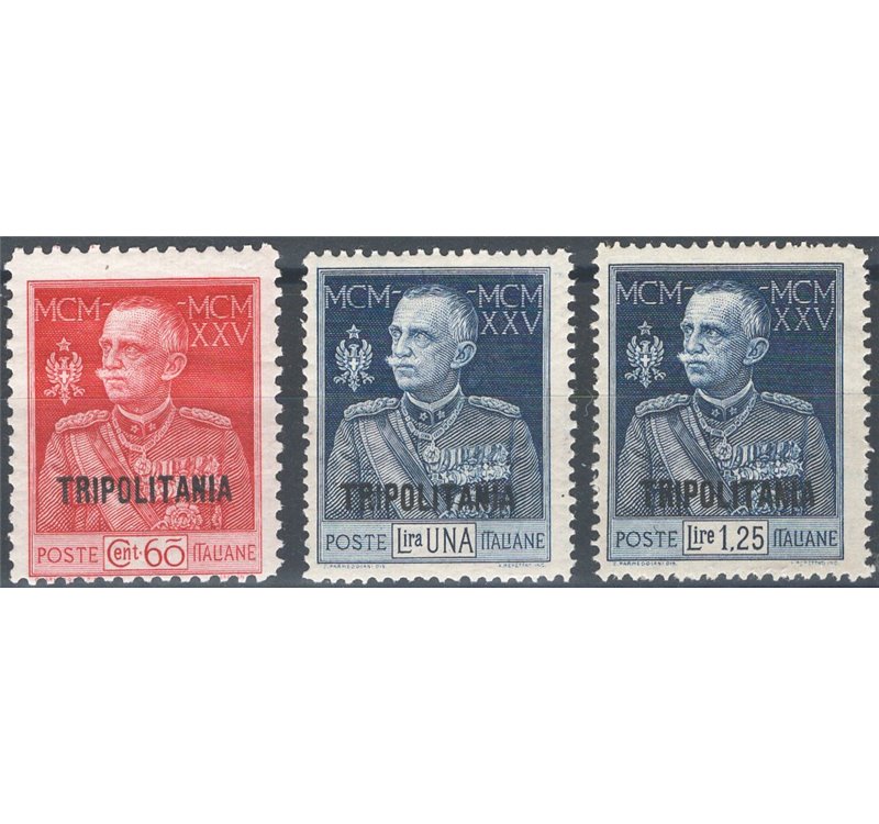 Tripolitania - 1926 - Giubileo, serie n° 23/24 + 27. Cat. € 75 (**)