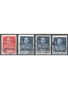 Tripolitania - 1926 - Giubileo del Re, serie n° 23/24 + 26/27 senza il valore da 1,25 £. Cat. € 200 (U)