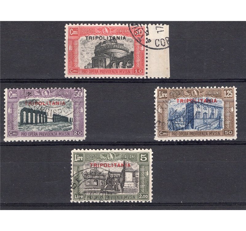 Tripolitania - 1929 - Milizia II, serie n° 50/53. Cert.: IC. Cat. € 300 (U)