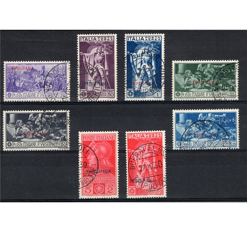 Tripolitania - 1930 - Ferrucci, serie n° 64/68 + P.A. 1/3. Cert.: IC. Cat. € 375 (U)