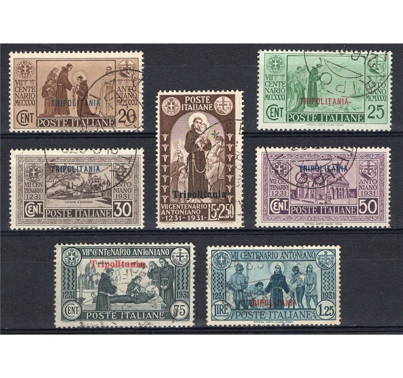 Tripolitania - 1931 - S. Antonio, serie n° 87/93. Cert.: IC. Cat. € 300 (U)