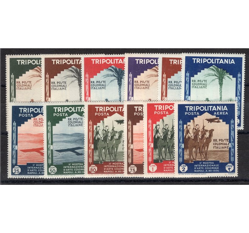 Tripolitania - 1934 - Mostra d'Arte Coloniale, serie n° 94/99 + P.A. 41/46. Cat. € 330 (**)