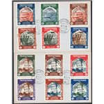Tripolitania - 1934 - Mostra d'Arte Coloniale, serie n° 94/99 + P.A. 41/46 su due cartoncini. Cat. € 450 (U/Fr)