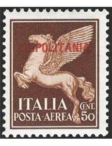 Tripolitania - 1930 - P.A. Pegaso 50 c. bruno soprast., n° 8. Cert.: IC. Cat. € 300 (**)