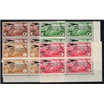 Tripolitania - 1934 - P.A. 1° Volo Roma - Buenos Aires, serie n° 30/33 in quartina d'angolo. Cat. € 340+ (**)