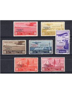 Tripolitania - 1934 - P.A. Circuito delle Oasi, serie n° 34/40. Firm.: ED - Chia. Cert.: IC. Cat. € 3.500 (**)