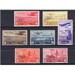 Tripolitania - 1934 - P.A. Circuito delle Oasi, serie n° 34/40. Firm.: ED - Chia. Cert.: IC. Cat. € 3.500 (**)