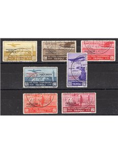 Tripolitania - 1934 - P.A. Circuito delle Oasi, serie n° 34/40. Cert.: Biondi. Cat. € 5.000 (U)