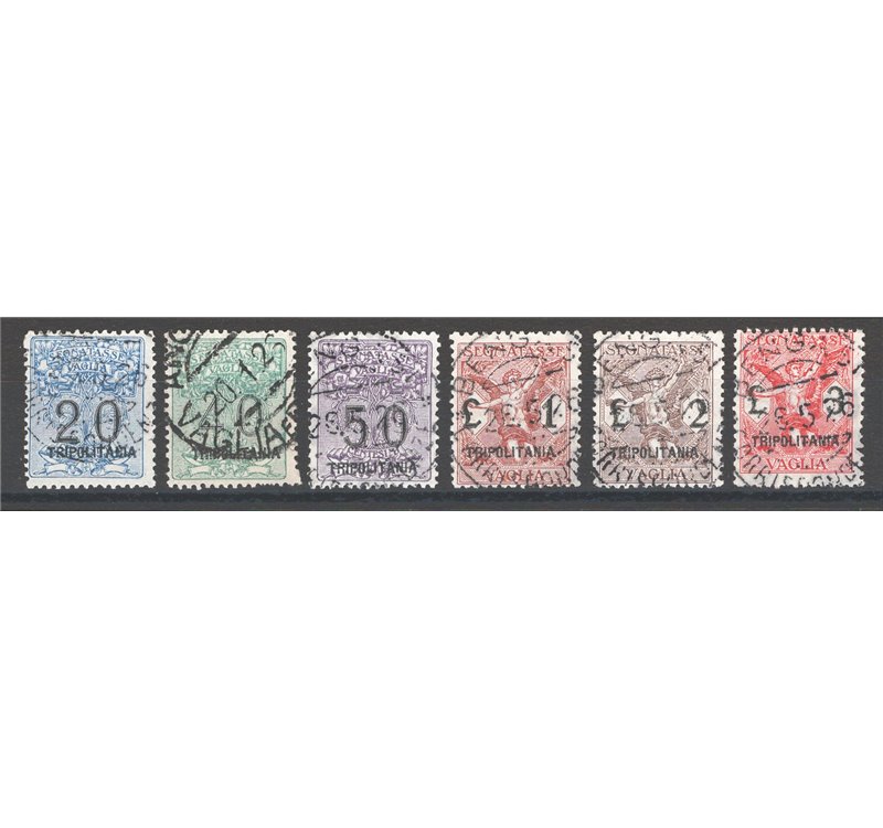 Tripolitania - 1924 - Segnatasse vaglia soprast., serie n° 1/6. Cert.: IC. Cat. € 1.800 (U)