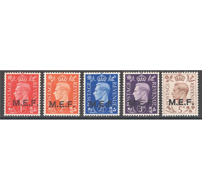 Occup. Straniere delle Colonie - Occupaz. Britannica - M.E.F. - 1942 - Francobolli di Gran Bretagna con soprast. "M.E.F.", serie