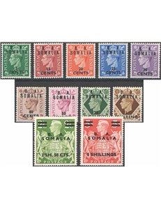 Occup. Straniere delle Colonie - Occupaz. Britannica - Somalia - 1950 - Francobolli di Gran Bretagna Giorgio VI soprast. "B.M.A.