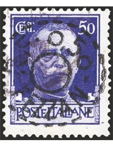 Occup. Straniere delle Colonie - Occupaz. Francese - Fezzan - 1943 - Imperiale 50 c. violetto con soprast. a mano "R.F. 0,50 FEZ