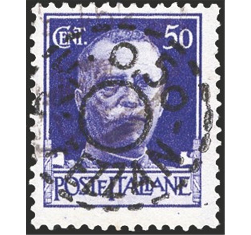 Occup. Straniere delle Colonie - Occupaz. Francese - Fezzan - 1943 - Imperiale 50 c. violetto con soprast. a mano "R.F. 0,50 FEZ