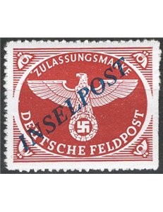 Occup. Straniere delle Colonie - Occup. Tedesca - Egeo - 1944 - Francobolli di Germania posta da Campo: bruno rosso perf. a zig 