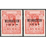 Occup. Straniere delle Colonie - Occup. Tedesca - Egeo - 1944 - Saggi Pittorica 220 c. rosso con soprast. di prova saggio non uf