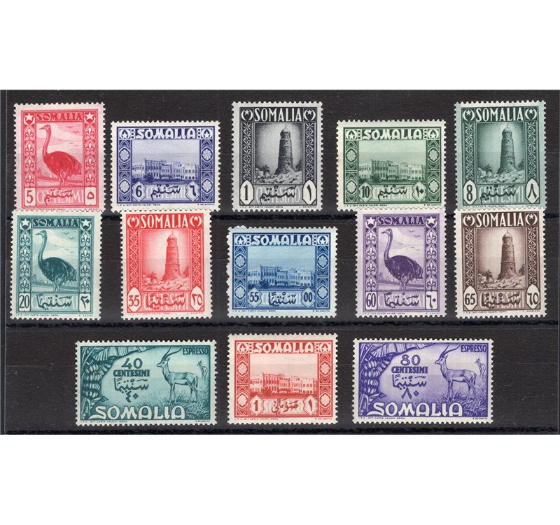 Occup. Straniere delle Colonie - Somalia AFIS - 1950 - Soggetti africani, serie n° 1/11 + Ex 1/2. Cat. € 215 (**)